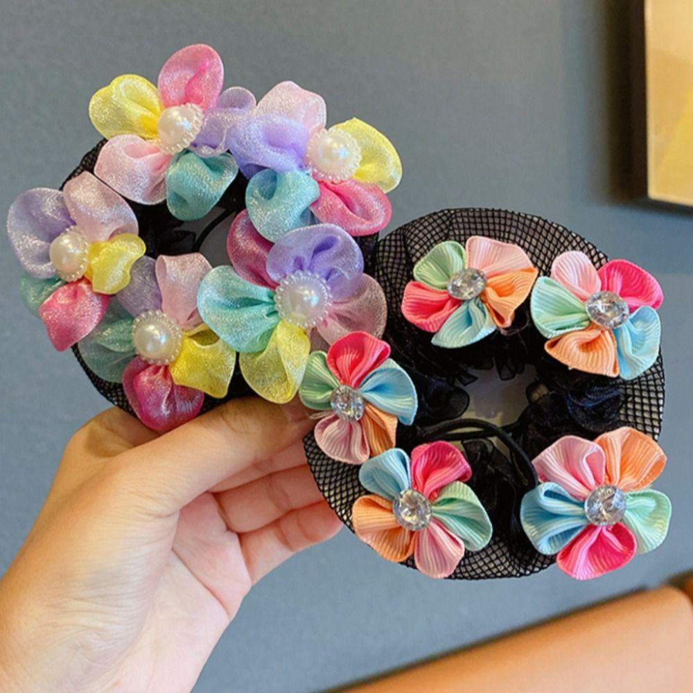 Head Bands Girl Butterfly Hair Net Adjustable Ballet Hair Net Vintage Kids Bun Cover Snood