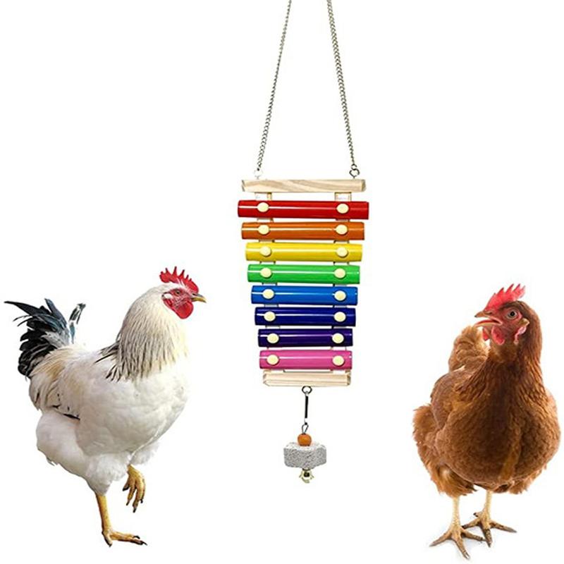 

Игрушка-ксилофон для кур, подвесная деревянная игрушка-ксилофон с 8 металлическими ключами, игрушка для клювания курятника с точильным камнем (Цвет радуги) 1-Pack