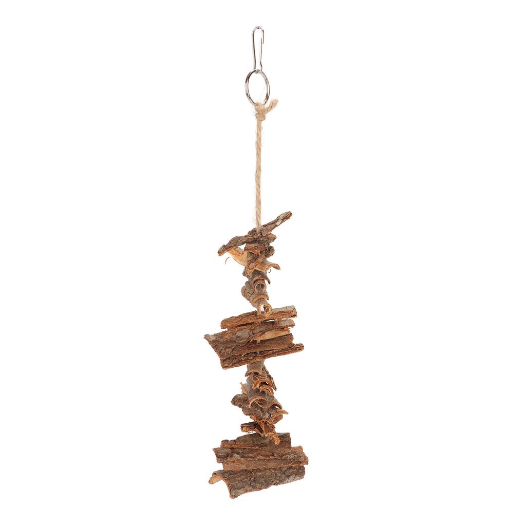 Bird Bark Chew Toys Natural Bite Resistant Relieve Boredom Hanging Chewing Toys for Parrots