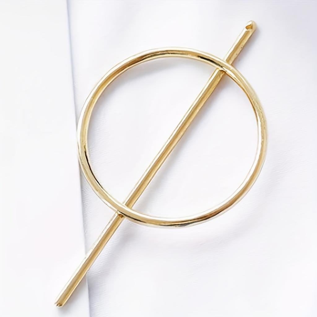 1pc Elegant Golden-Tone Round Hair Clip - Minimalist Hollow Geometric Design, Fashionable Hair Accessory for Women