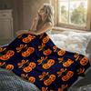Pumpkin Bow Halloween Flannel Blanket Warm Soft Halloween Christmas Decorative Couch Warm Cozy All-Season Gift