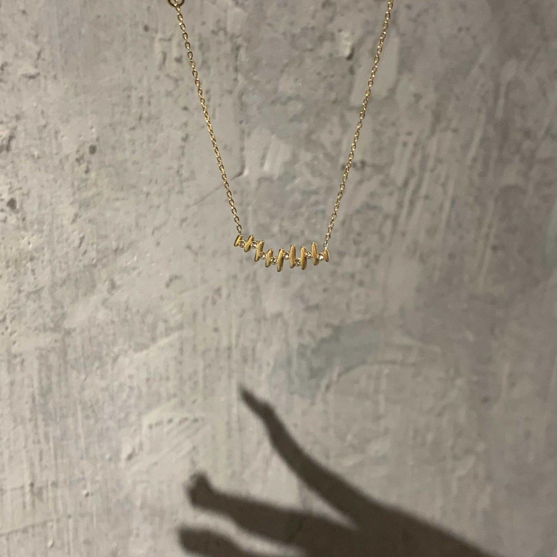 14K Gold-Plated Sterling Silver Multi-Zircon Pendant Necklace for Women - Elegant and Unique Clavicle Chain 14K Gold