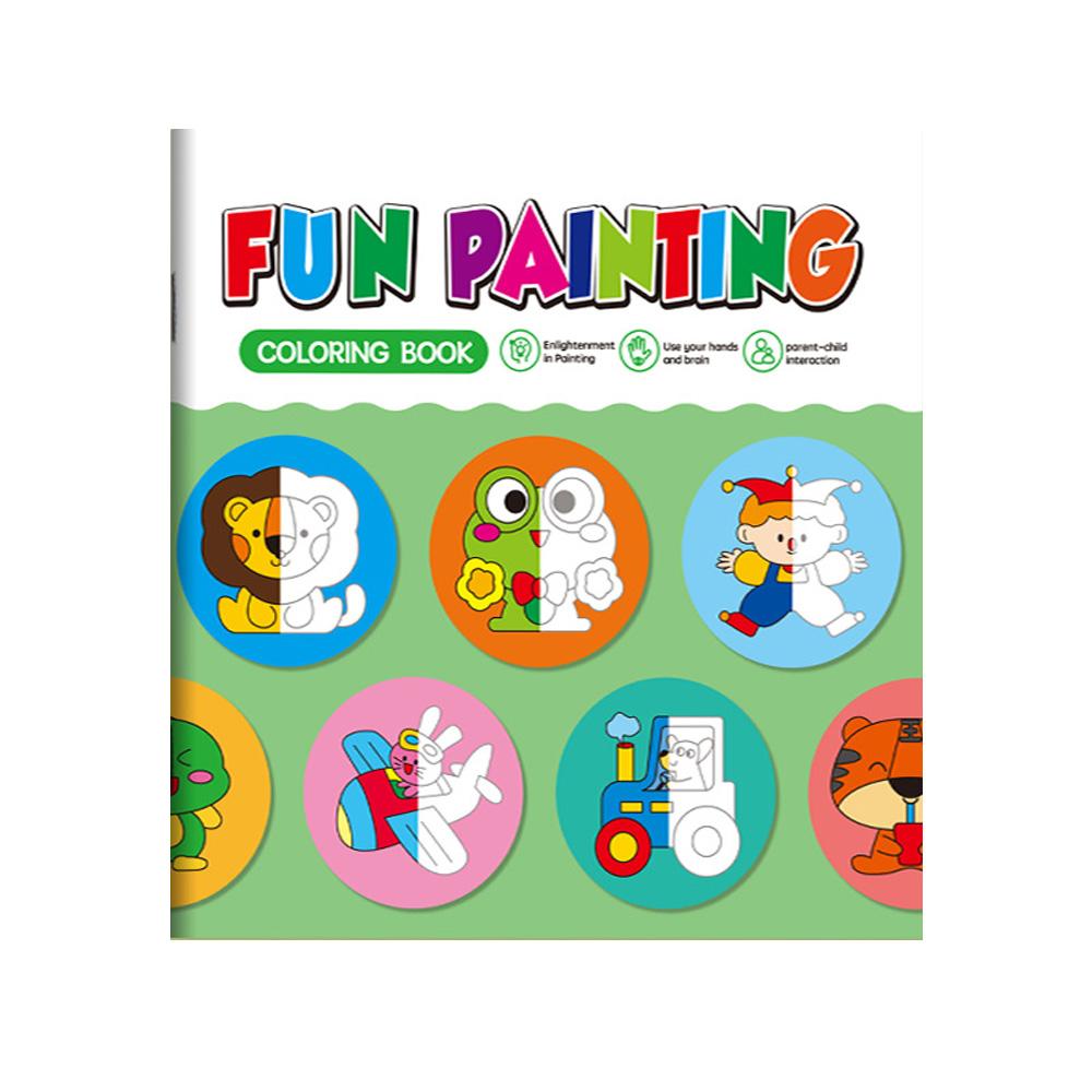 Children s Creative Coloring Book - Half-Coloring, Animals, Ocean, Character Patterns, Fun Graffiti Art Activities, Early Learni 1Pcs