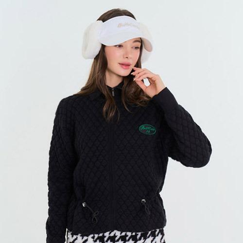 Venezia 12 Diamond Embossed Knit Zip-Up Black Free/Free
