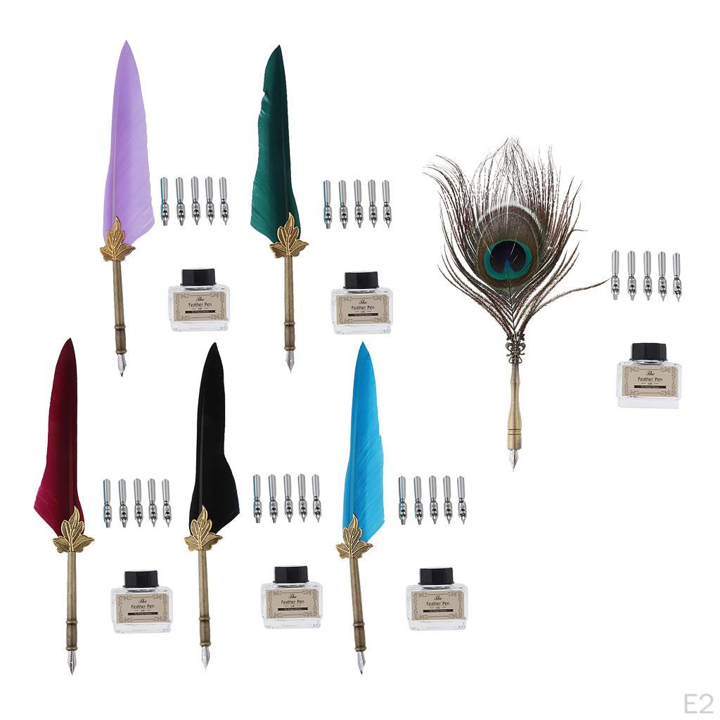 Nibbed Pen, Traditional Feather Nib Dip Pen Set, Writing Quill Business Present