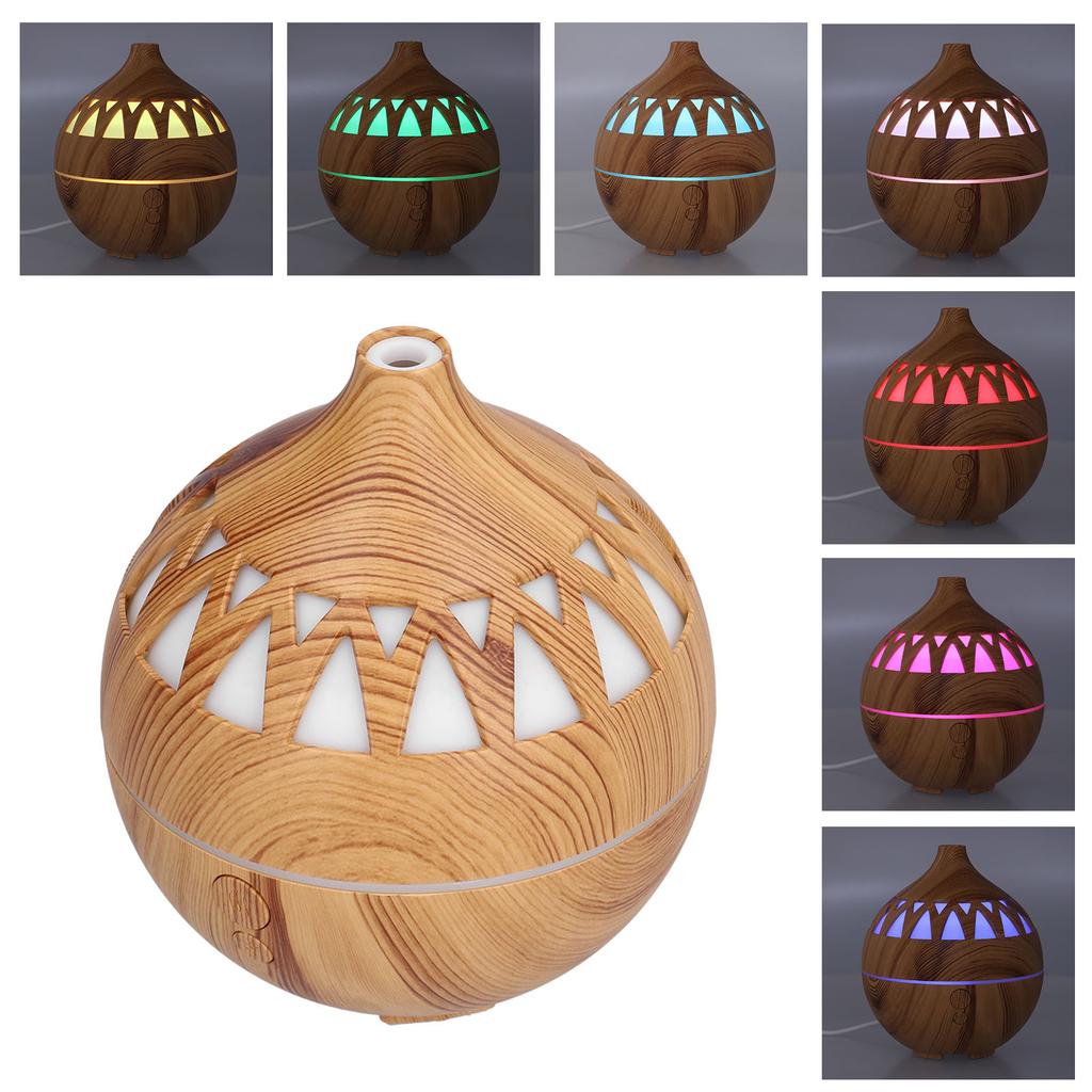 180ml Hollow Humidifier USB Powered Wood Grain Aroma Air Humidifier Night Light Humidifier