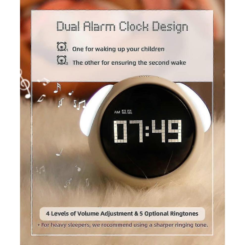 Kids Alarm Clock, Dual Alarm Setting, Adjustable Brightness Night Light, Voice-activated,temperature Detection, Wake-up Alarm Clock, Toy And