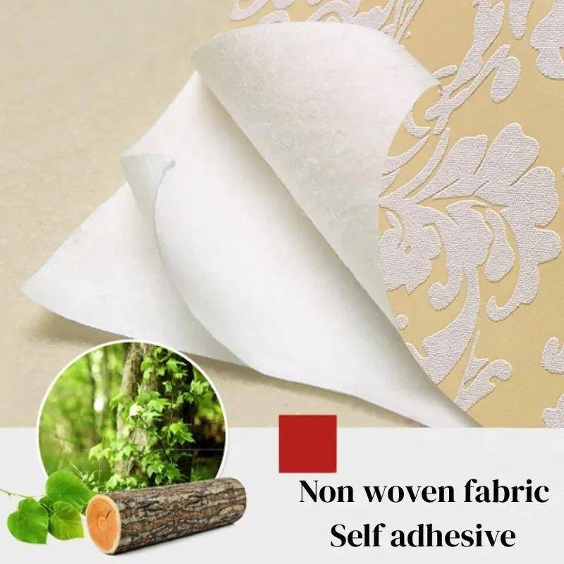 Europeiska präglade väggklistermärken 3D-tapet Vardagsrum Heminredning Självhäftande Modern Blomma Estetisk Rumsväggdekoration