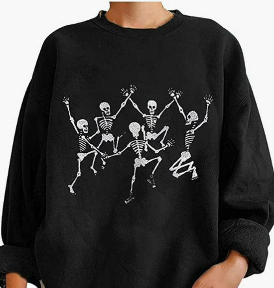 Halloween Printed Round Neck Long Sleeve Hoodie