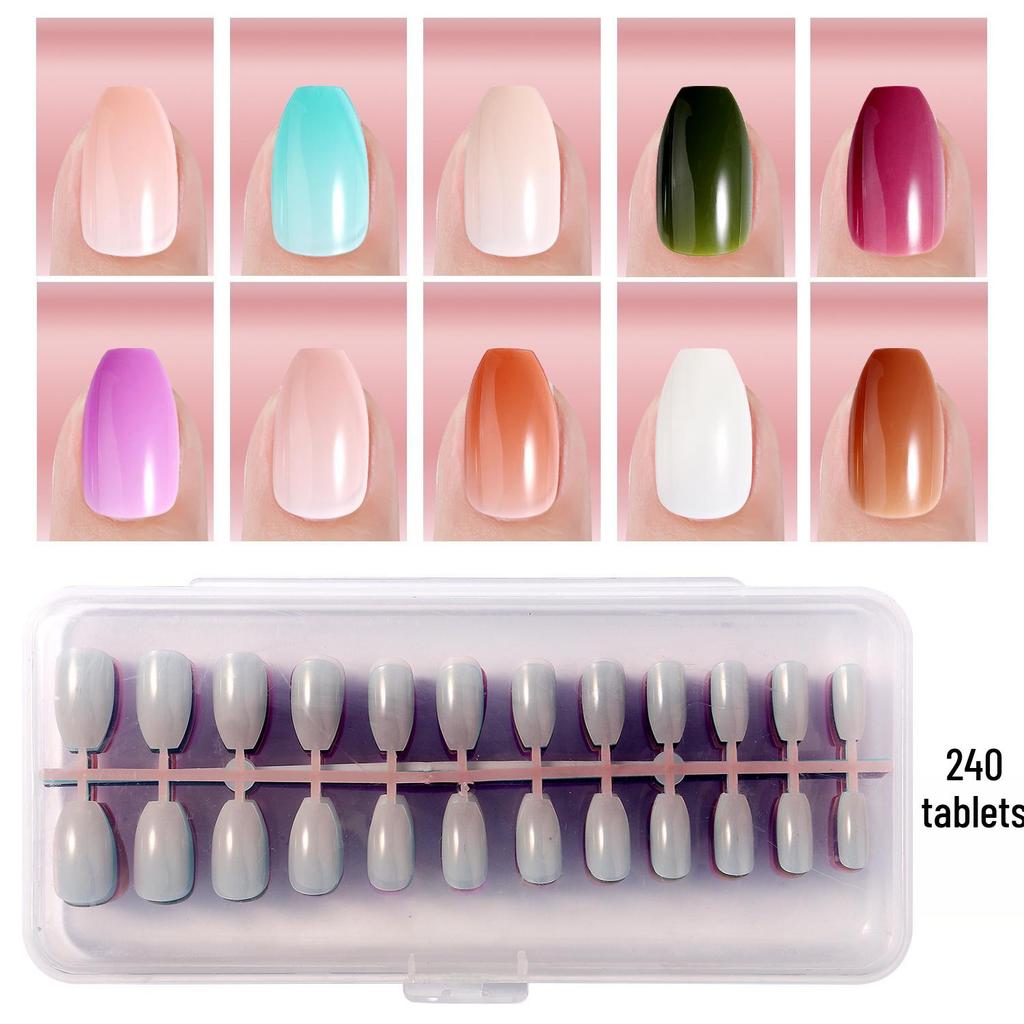 Colored Glitter Nail Art Tips - 240-Piece Set with Various Styles and Multiple Colors, Boxed Fake Fingernail Stickers