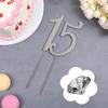 1 PCS Gold 15 Cake Topper Number 15 Cake Decoration Gold Rhinestone Cakes Toppers Decoration Crystal Happy 15th Birthday Cakes Sparkly Bling Alloy