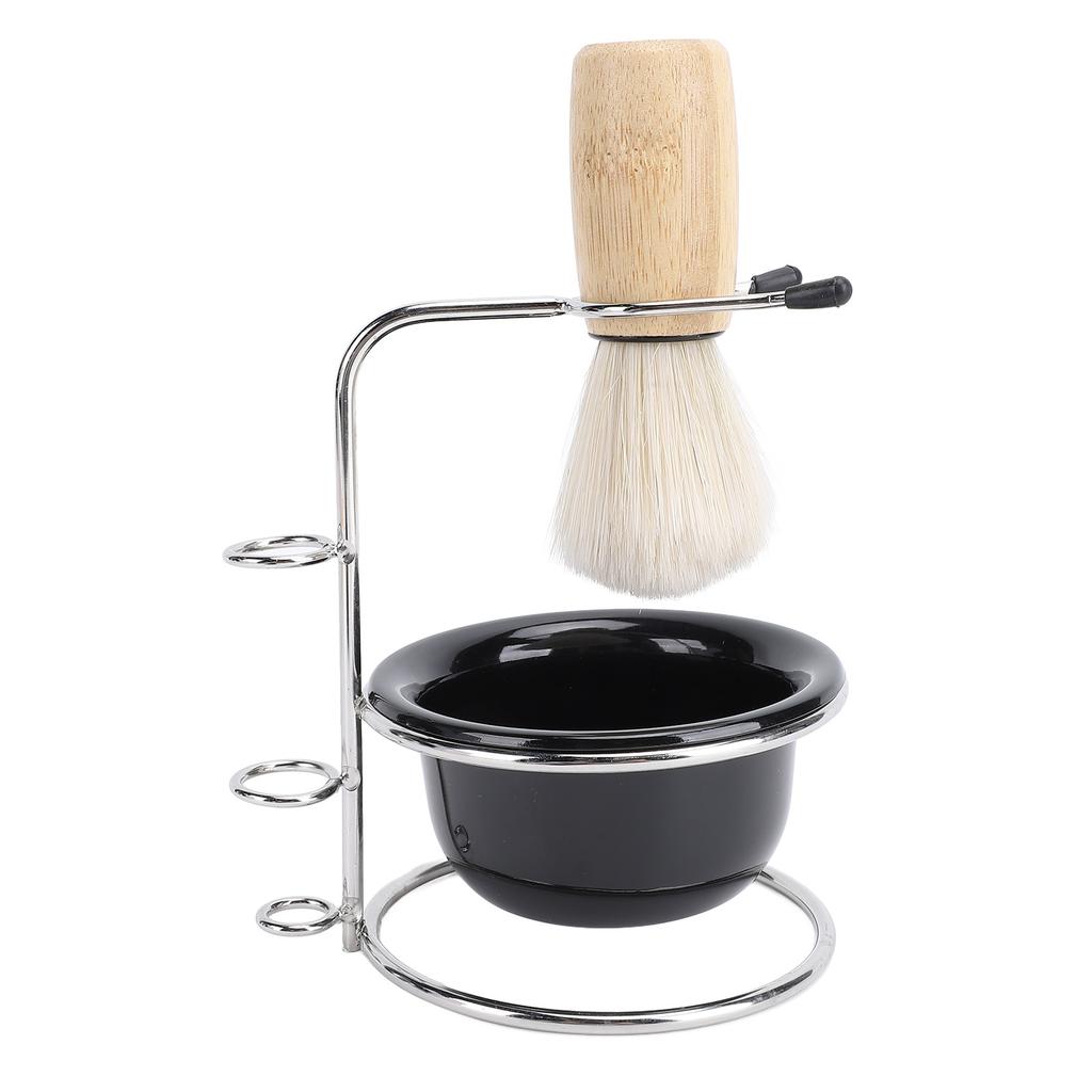 Shaving Brush Set Grooming Kit Synthetic Hair Stainless Steel Stand Shaving Brush Bowl Stand Set for Men