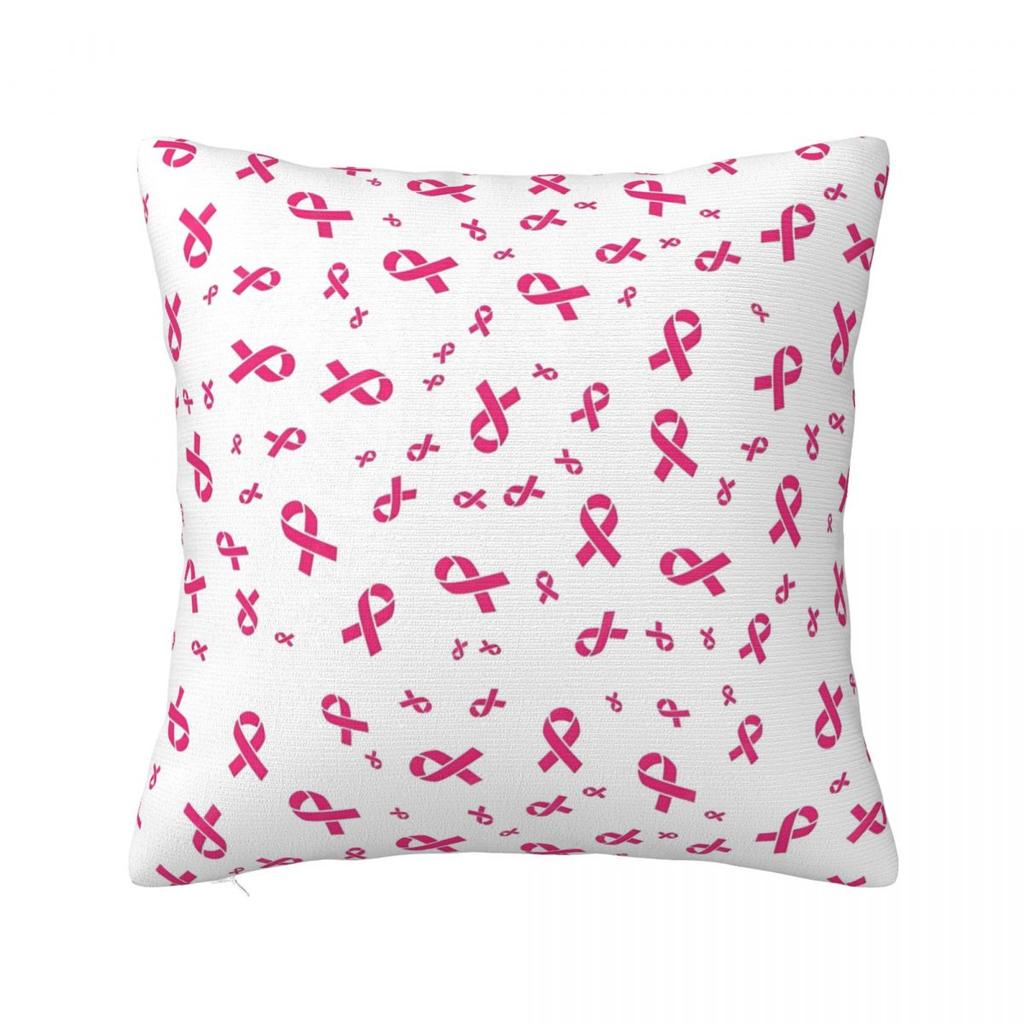 Breast Cancer Awareness Ribbon Pillow Case Cushion Covers Fashion Zipper Decor Pillowcase for Car 4040cm