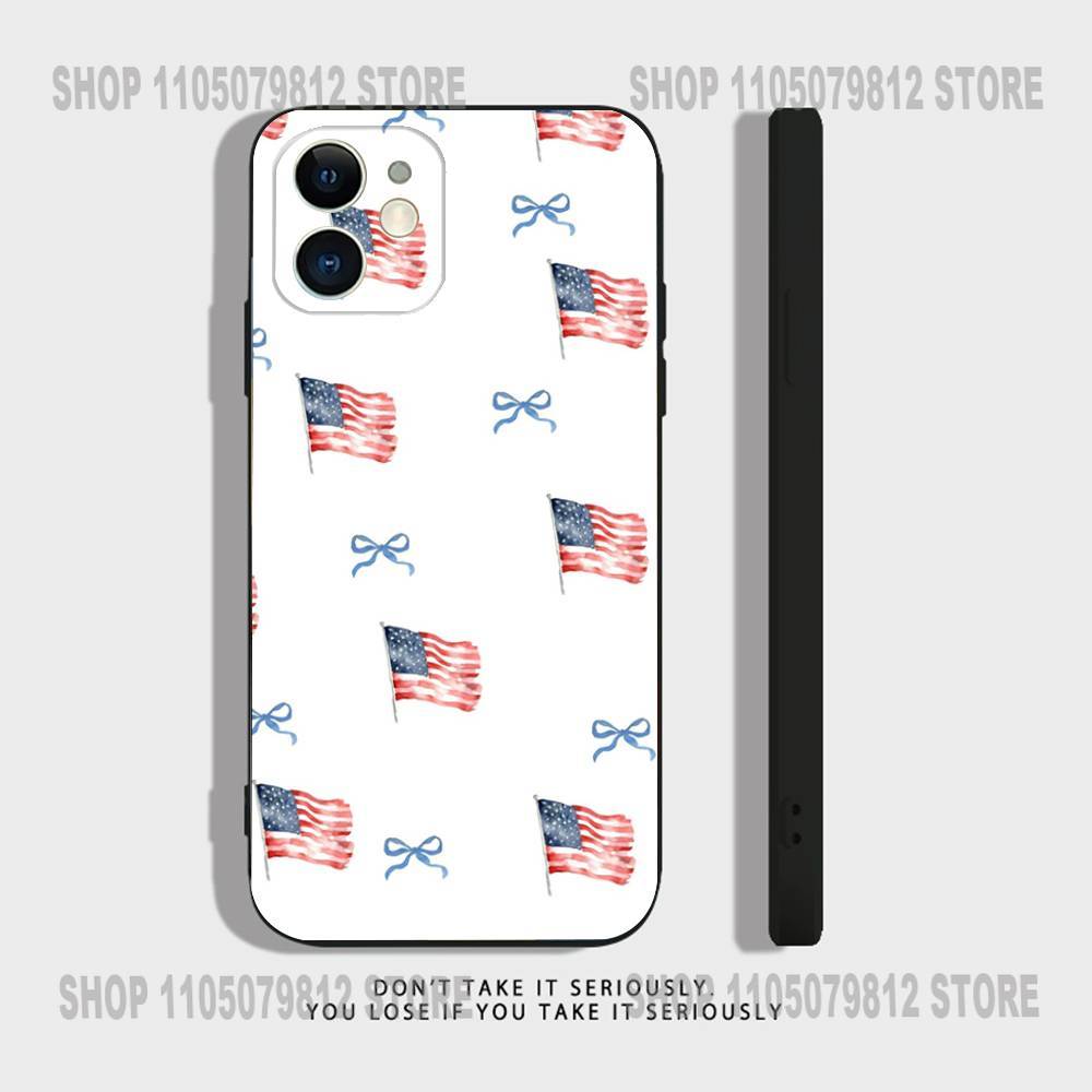 America USA Flag Cool Phone Case For iPhone 17 16,15,14,13,12,11,Pro,XS,Max,XR,Plus,Mini Soft Silicone Black Shockproof