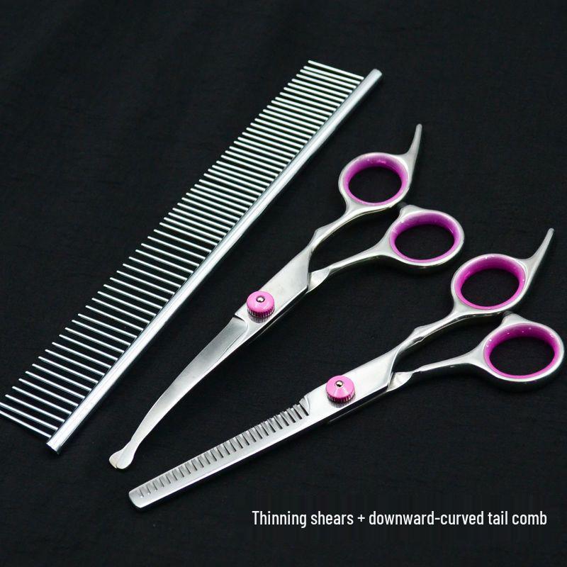 Pet Grooming Curved Scissors Set - Professional Dog Hair Trimming Tool