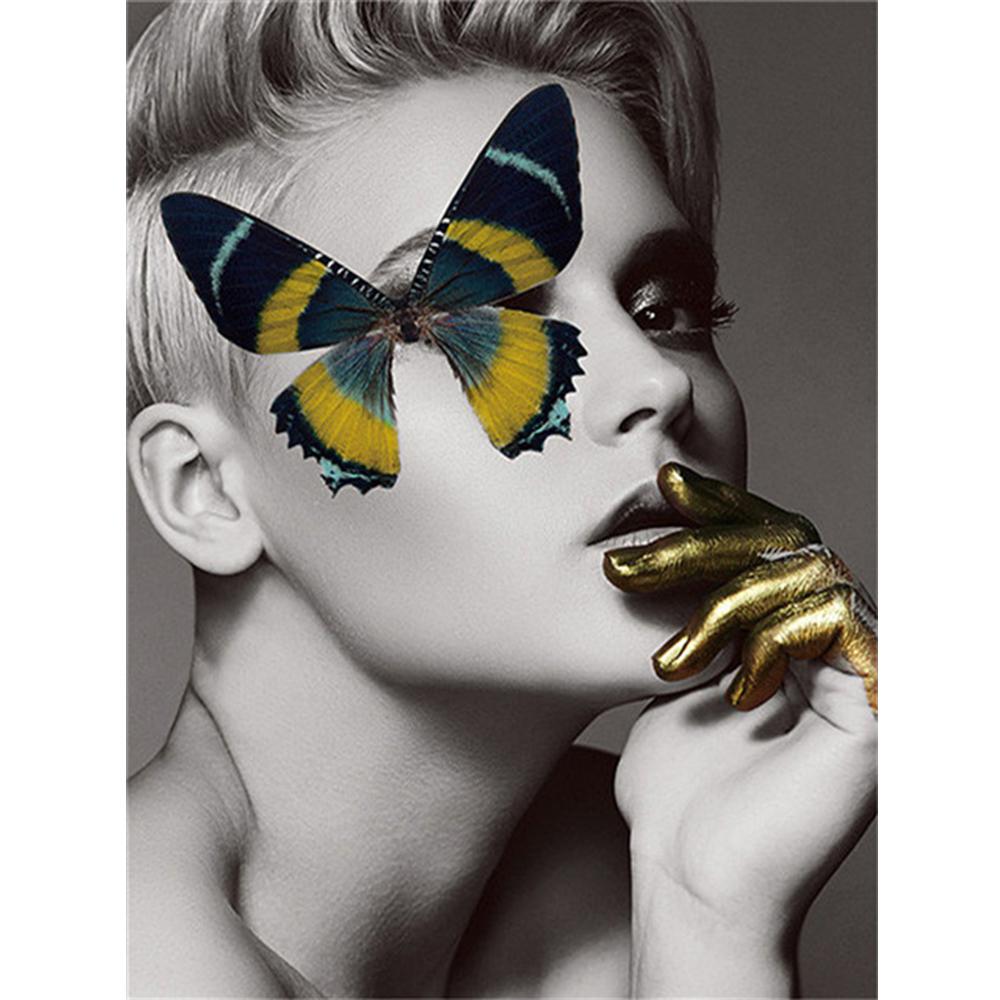 Volle quadratische/runde Diamantmalerei Porträt Frau Strasssteine ​​5D DIY Diamantstickerei Verkauf Schmetterling Mosaik Dekor