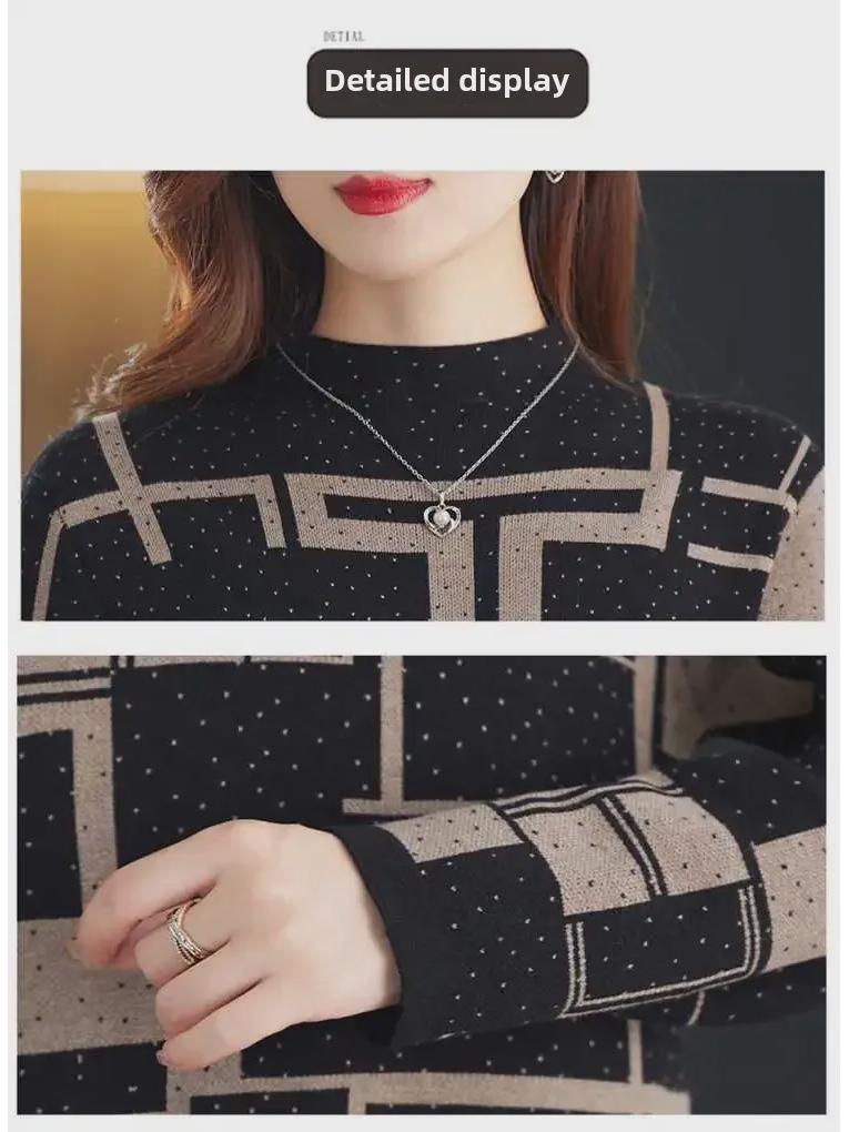 Autumn/Winter Over-the-Knee Loose Knit Dress with Half-High Neck