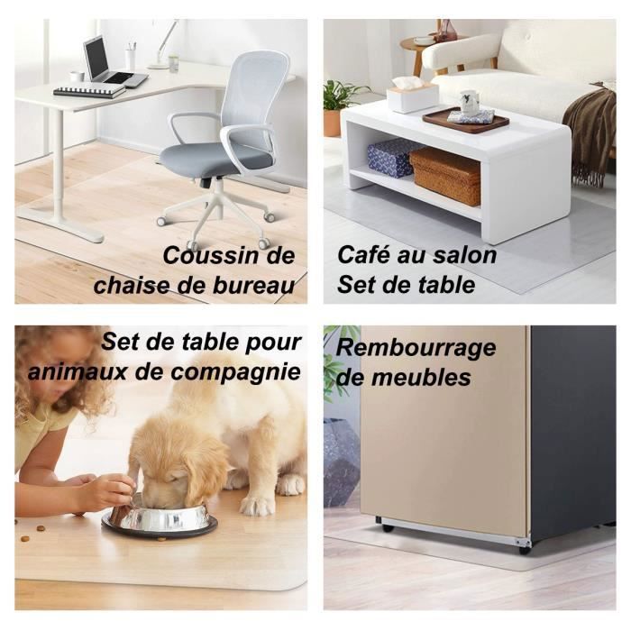 Tapis de protection - Transparent - 90 x 120 cm - Haute résistance - Antidérapant - Rectangulaire