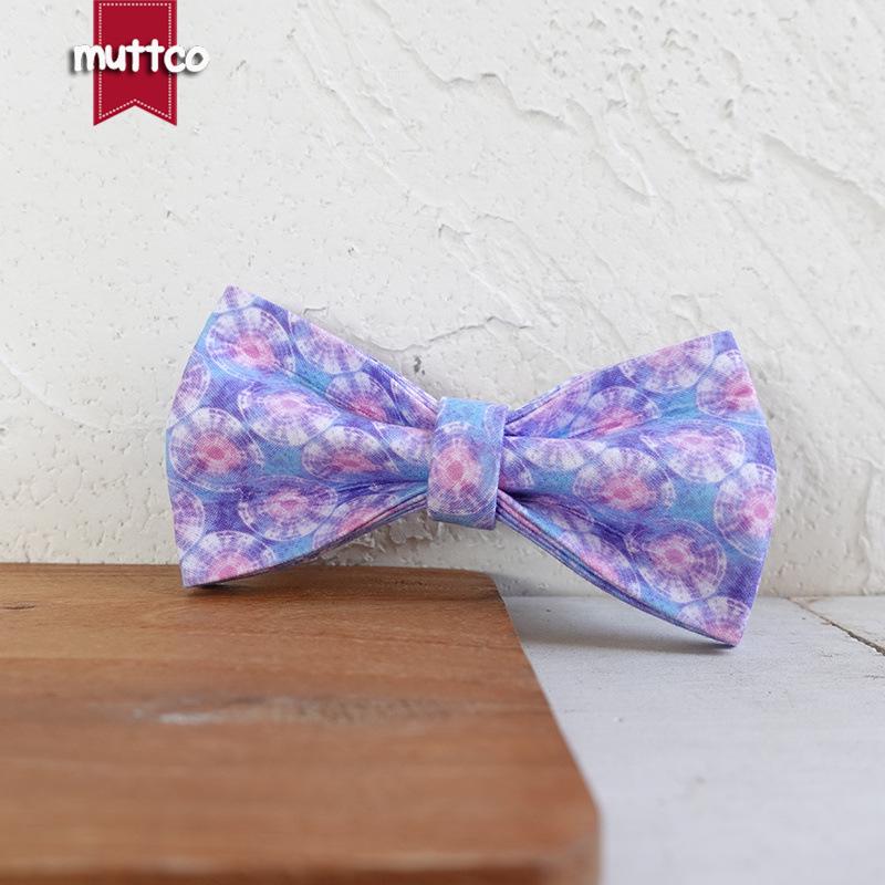 MUTTCO Purple Jellyfish Double-Layer Dog Collar & Bow (UBT-138) XS