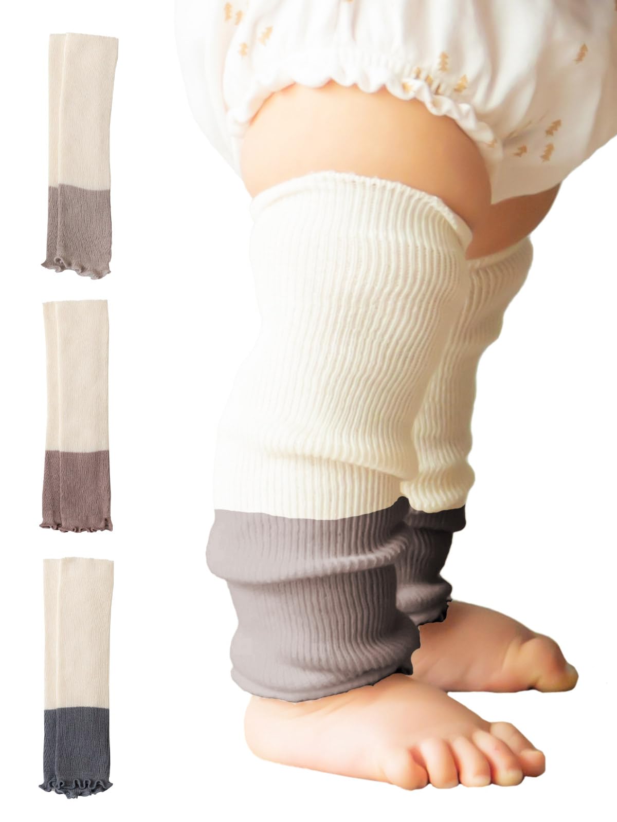 

SOWAN Baby Leg Organic Made in for Boys and Dusty Charcoal Warmers, 1-3 Pairs, Cotton, Japan, Girls, Two-Tone (Gray, Pink, Gray, F)