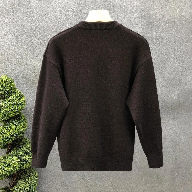 

Мужской трикотажный свитер пэчворк 2025 зима мужская уличная одежда ретро свитер мужской корейская популярная одежда мужской повседневный пуловер с круглым вырезом XXL кофейный