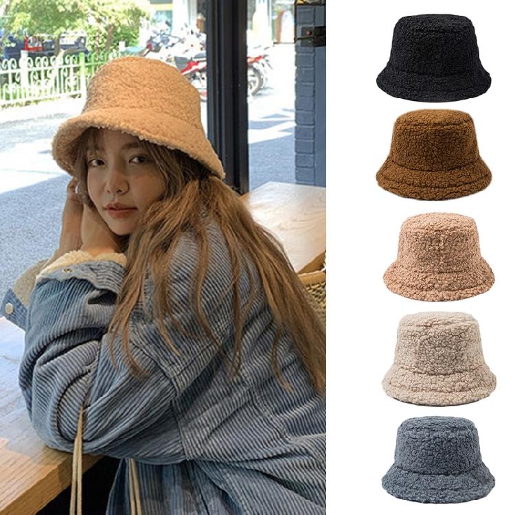 Fashion Lamb Wool Solid Color Soft Plush Hat Vintage Fisherman Cap Outdoor Trend