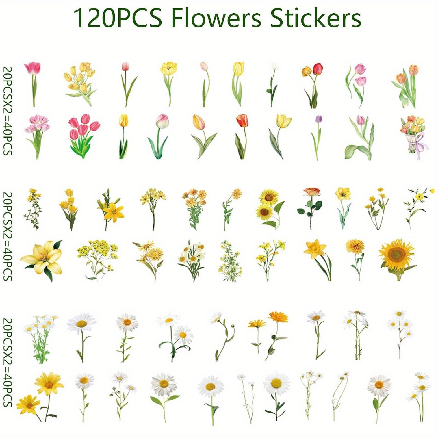 

120pcs Floral Bird Plant Washi Planner Sticker, Decorative Adhesive Craft Scrapbooking Sticker Set for Diary Album