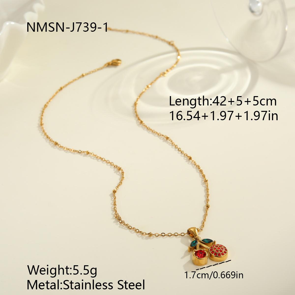 GEMCHIC Women s Rhinestone Cherry Pendant Stainless Steel Necklace Trendy Sweet Choker Chain Jewelry