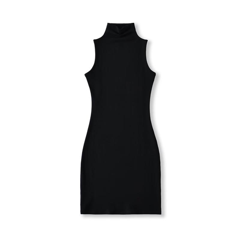 Women's Sleeveless Bodycon Dress: Retro, Mature Style, Stretchy, Slim-Fit, High-Neck, Sexy Short Skirt