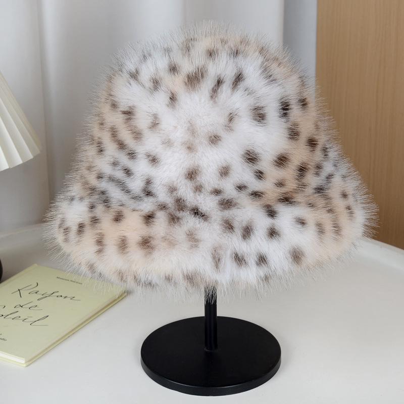 

Женская панама из искусственного меха с леопардовым принтом – Осенне-зимний стиль, Теплый плюш, Ретро-дизайн, Подчеркивающая контур лица. леопардовый/жёлтый