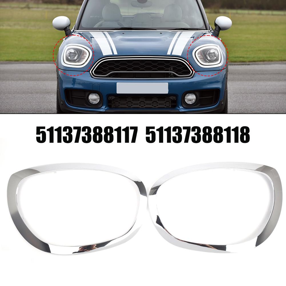 For Mini Countryman F60 F61 Car Headlight Bezel Ring Trim For Mini Cooper 17-23 51137388117 51137388118 Car Exterior Parts серебряный