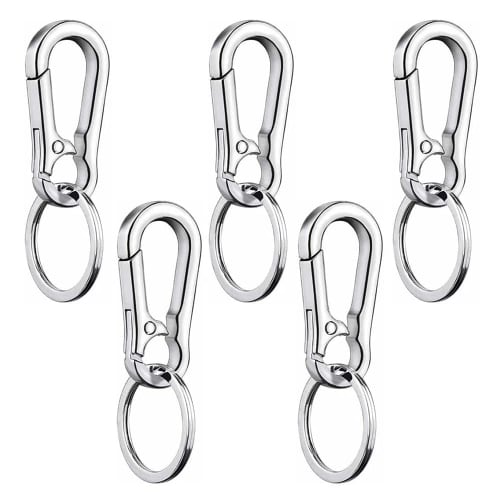 Total: 5 Pieces Material: Zinc Alloy Carabiner Small Carabiner Stainless Steel Carabiner Waist Tool Carabiner Triangle Ring Key Holder Stainless Steel