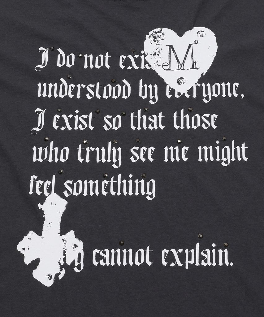 MUCENT Logit Heart Cross Hotfix One Shoulder Short Sleeve Tee (2 Colors)