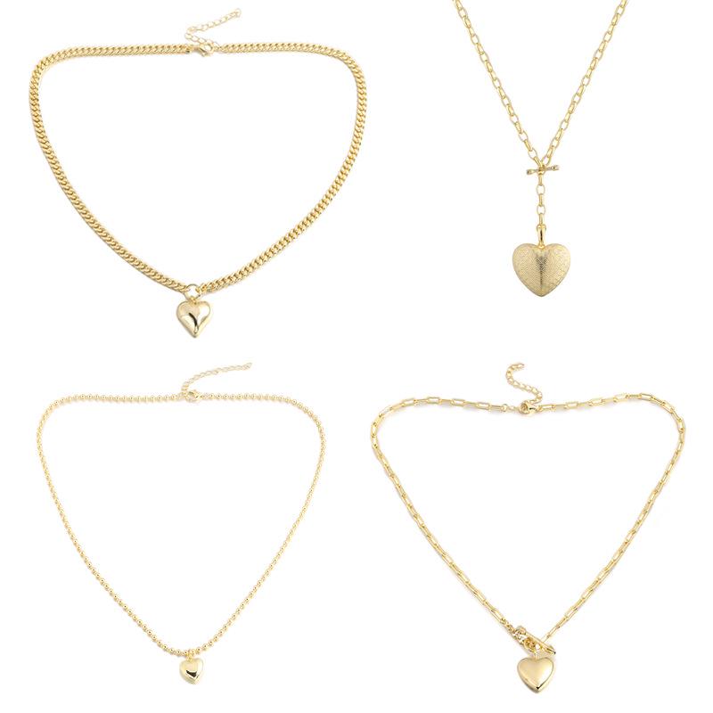 Glossy Heart Pendant Necklace Clavicle Chain for Women