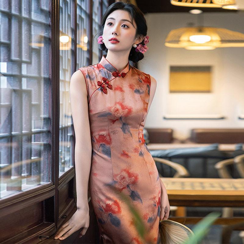 Guofeng new Chinese sleeveless long cheongsam improved new young women's high sense can be worn daily in summer