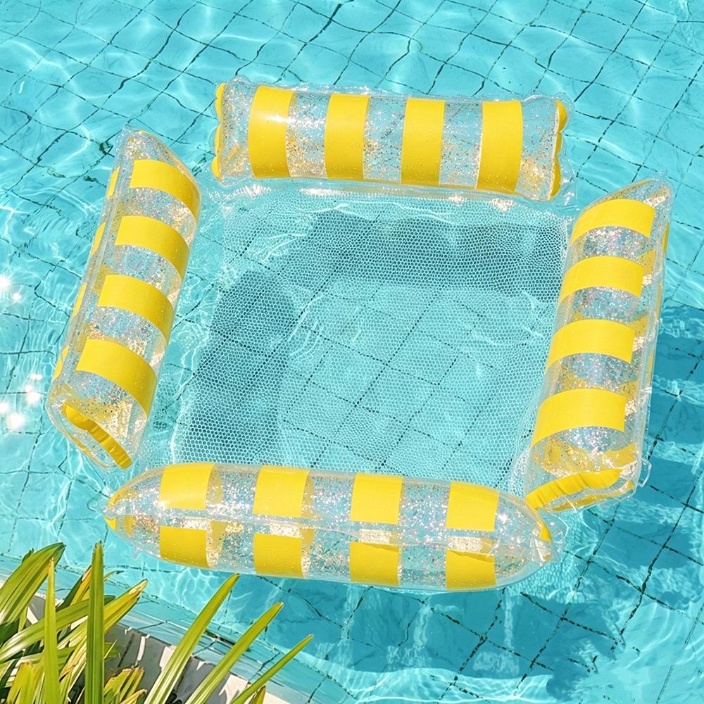 Inflatable Hammock Floating Chair with Backrest - Foldable Summer Pool Party Lounger.
