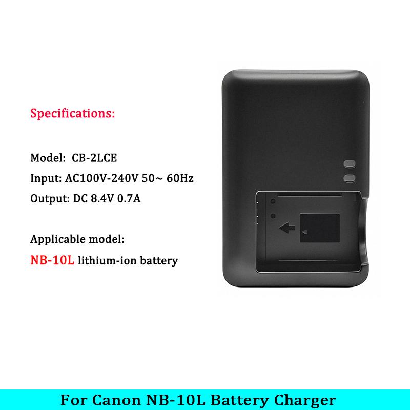 CB-2LCE CB-2LCC Charger for Canon NB-10L Battery PowerShot SX40 HS ; SX50 HS ; SX60 HS ; G1X ; G3X ; G15 ; G16 Camera CB-2LC