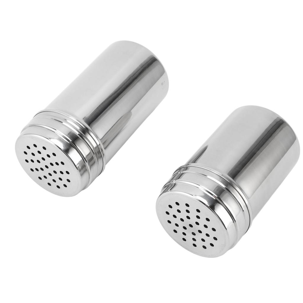 Spice Shaker 304 Stainless Steel Adjustable Pour Holes Seasoning Dispenser Container for Kitchen Barbecue Camping 2pcs