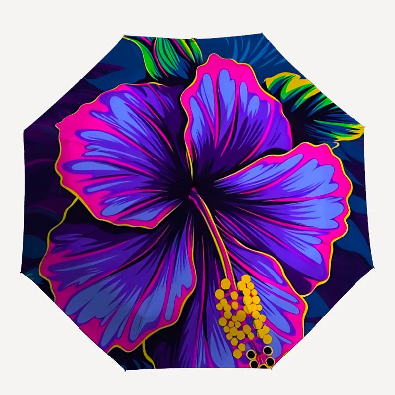

1pc Floral Vibrant Automatic Folding Umbrella Portable Collapsible Umbrella for All Seasons, 8-Rib Durable Construction, Perfect Gift 004
