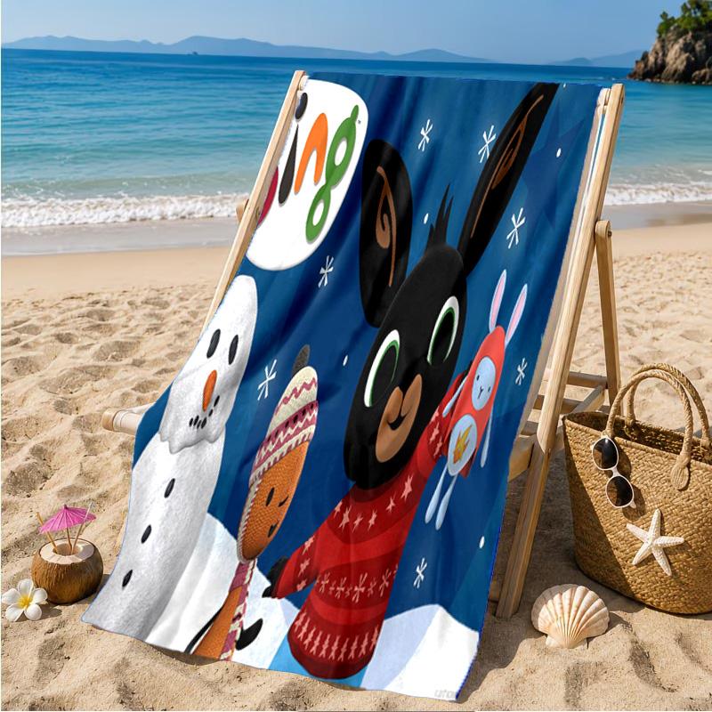 Rainbow Bing Friends Singing Beach Towel Microfiber Beach Towel, Lightweight and Quick-Dry, for Summer Travel, Swimming Pool Fan Birthday Gift