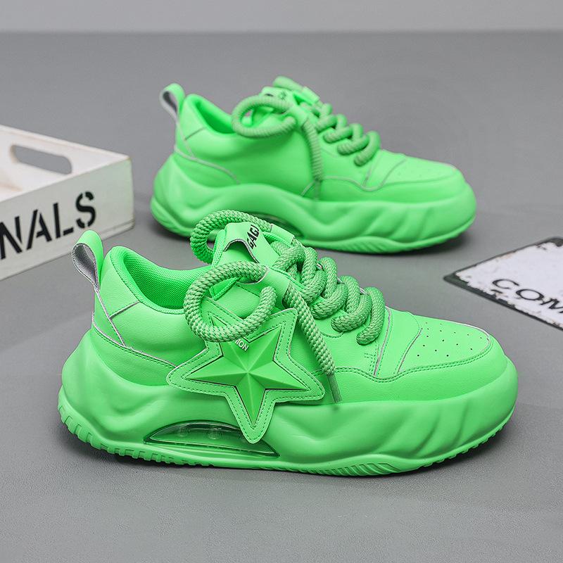 

GAGJ мужские кроссовки для хлеба, звездные туфли для спорта и отдыха, весенняя платформа, воздушная подушка, увеличивающая рост, папины туфли, прямые продажи с фабрики в Вэньчжоу 43 зелёный