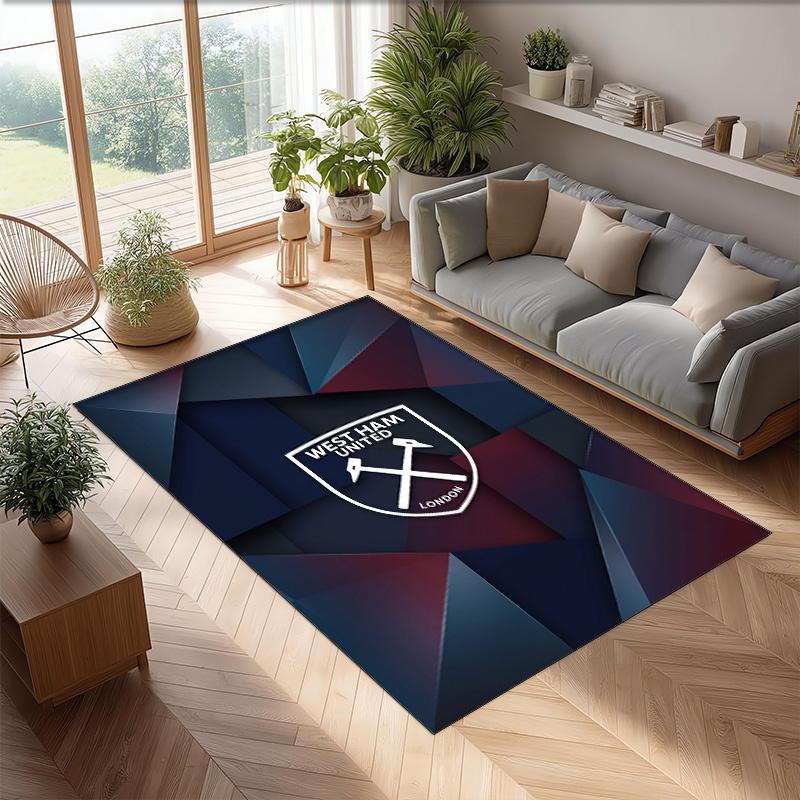 Tappeto in Velluto di Cristallo con Stampa del West Ham United Football, Comodo Assorbente d'Acqua Antiscivolo Tappeto per Pavimenti Interni