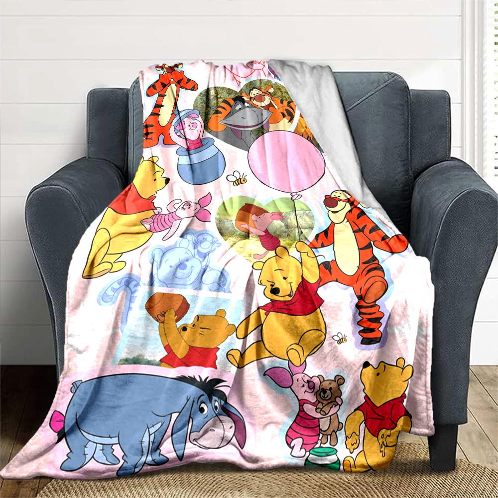 Pooh Friends Adventure Flannel Blanket Super Soft Warm Cozy Blanket For Sofa Bed Office Travel Allseason Home Decor Gift