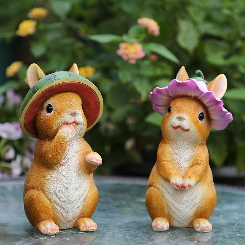 Resin Bunny Animal Cute Rabbit Desk Decorative Home Accessories Miniature Animals Decorative Kawaii Figurine