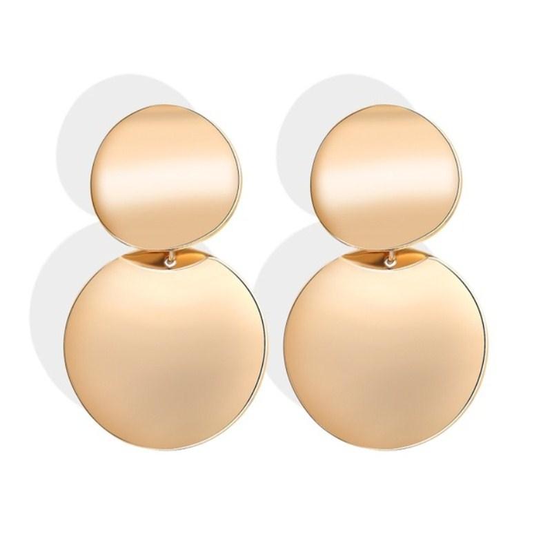 Trendy Gold Round Metal Statement Earrings For Women Unique Black Stud Earrings Vintage Party Wedding Punk Jewelry