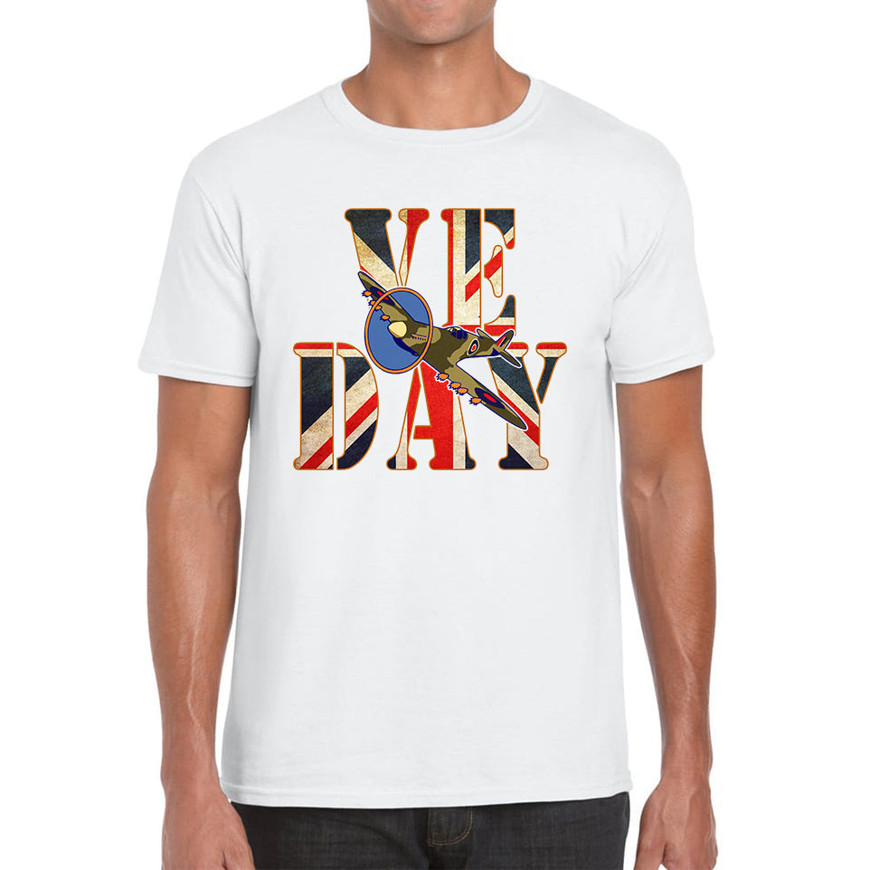 

VE Day Victory In Europe Day Remembrance Day British Flag Veterans UK Victory Day 78th Anniversary World War II British Fighter Airplane Mens Tee Top S