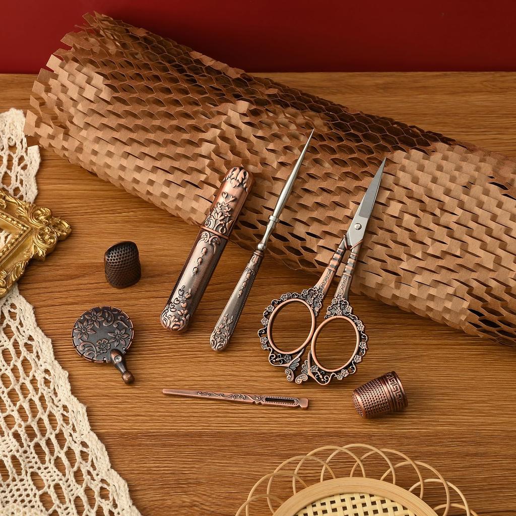 Vyšívací nůžky Dřevěné Evropské Starožitné Vintage Šití Řezání nití Starožitný styl Šití Šití DIY Šicí sada D&D Sada, Sada, Nůžky,