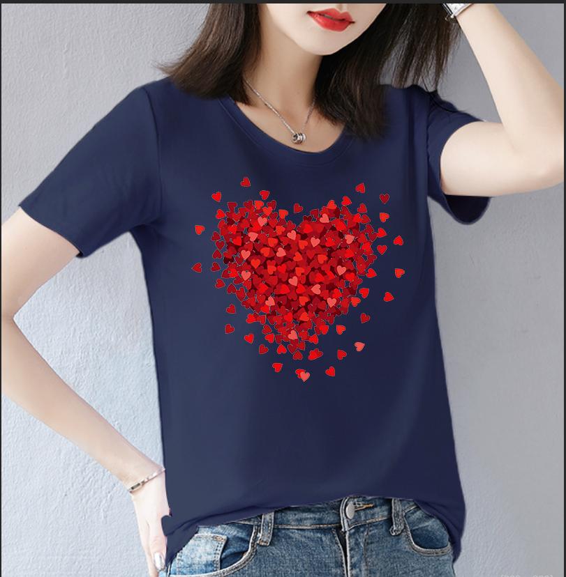 Polyester 100% Europe and The United States Women's Short-sleeved Explosive TEMLOVE Flower Print Round Neck T-shirt Oversized