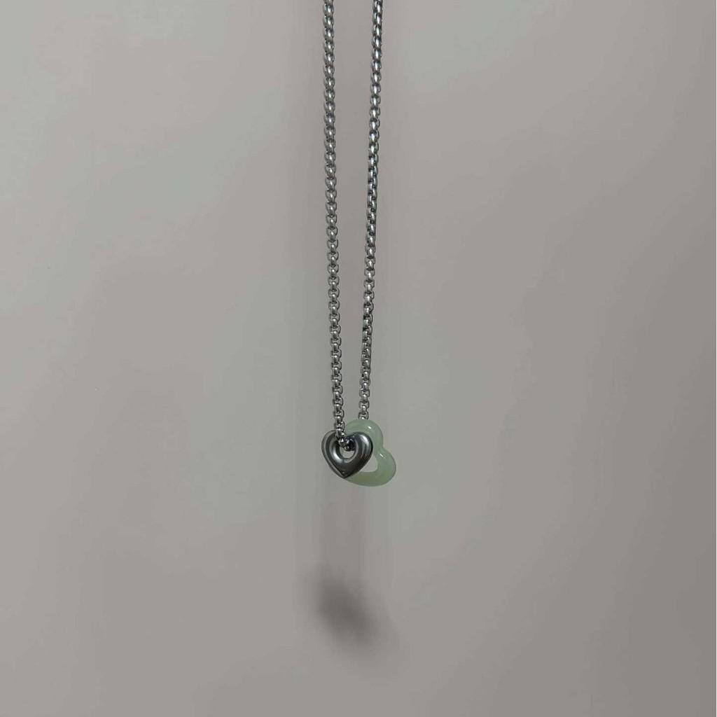 New Chinese Style Heartshaped Pendant Necklace With Titanium Steel Cross Chain For Women