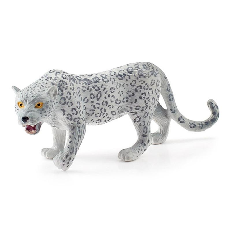 Highly Detailed Snow Leopard Statue PVC Wildlife Animal Miniature Figurine Decoration For Desk And Shelf Decoration